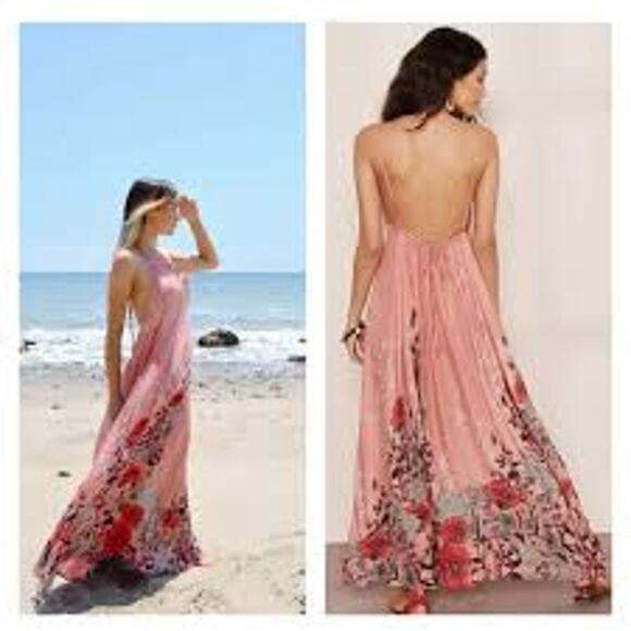 FREE PEOPLE Embrace It Maxi Dress Size XS Pink FLORAL FEMININE ROMANTIC - Picture 7 of 8